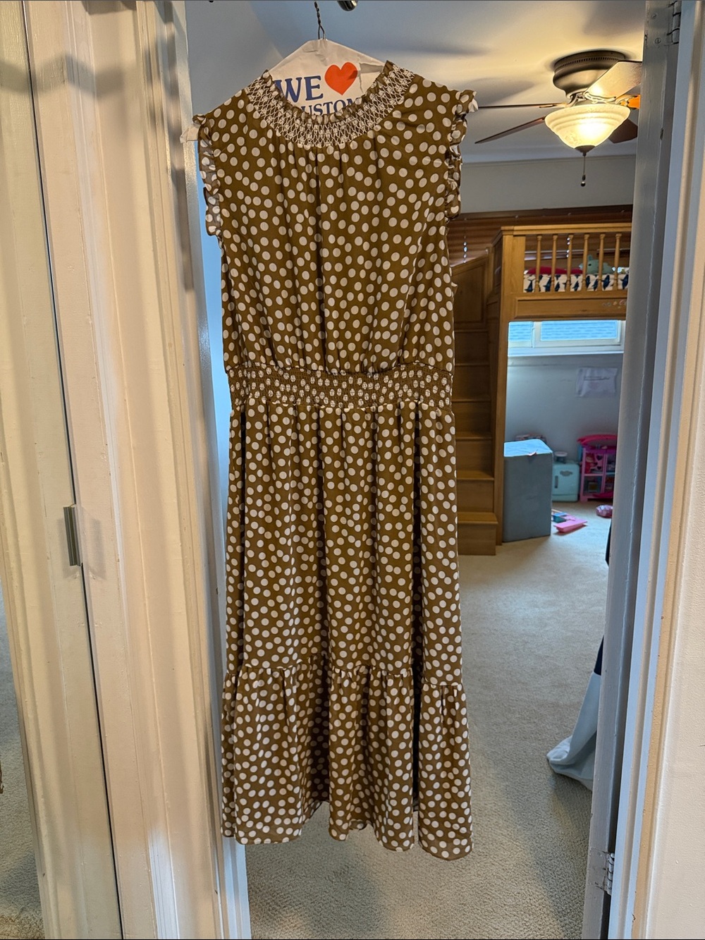 J. Crew Brown Polka Dot Midi Dress